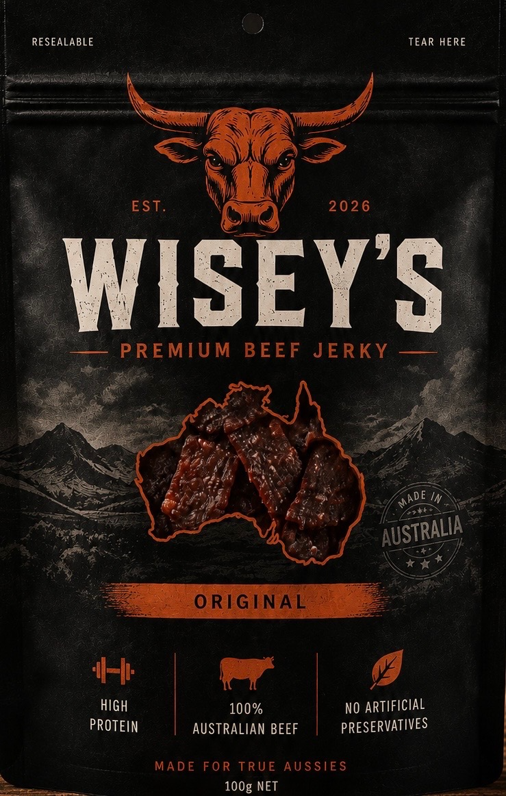 Wisey's Premium Beef Jerky, Original flavour, 100g resealable pouch